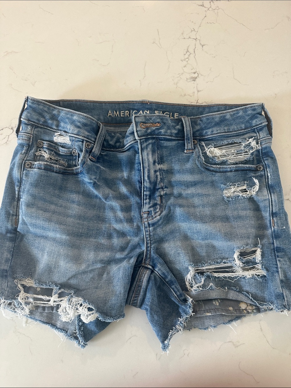 American Eagle Outfitters Distressed Blue Denim Cutoff Shorts